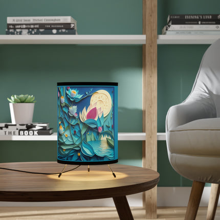Ethereal Moonlit Lake Tripod Lamp