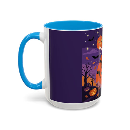 🎃🌕 The Pumpkin Moon Enchantress Colorful Mug – Elegant Halloween Masquerade