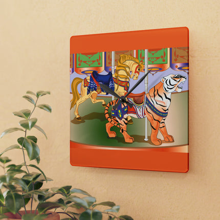 Carousel Splendor Acrylic Wall Clock, Round and Square
