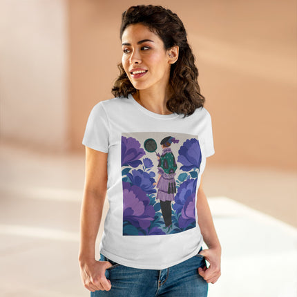 💜🌸 The Violet Garden Promenade Cotton Tee – Art Deco Floral Fashion