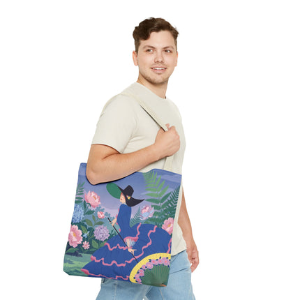 🌸💙 The Lady Of The Blue Garden Promenade Tote Bag – Art Deco Floral Fashion