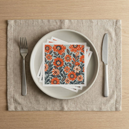 🌸🌄 The Twilight Peacock Blossom Garden Napkins – Art Deco Floral Elegance