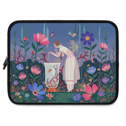 🐠🌸 The Lady of the Underwater Garden Laptop Sleeve – Art Deco Aquatic Fantasy