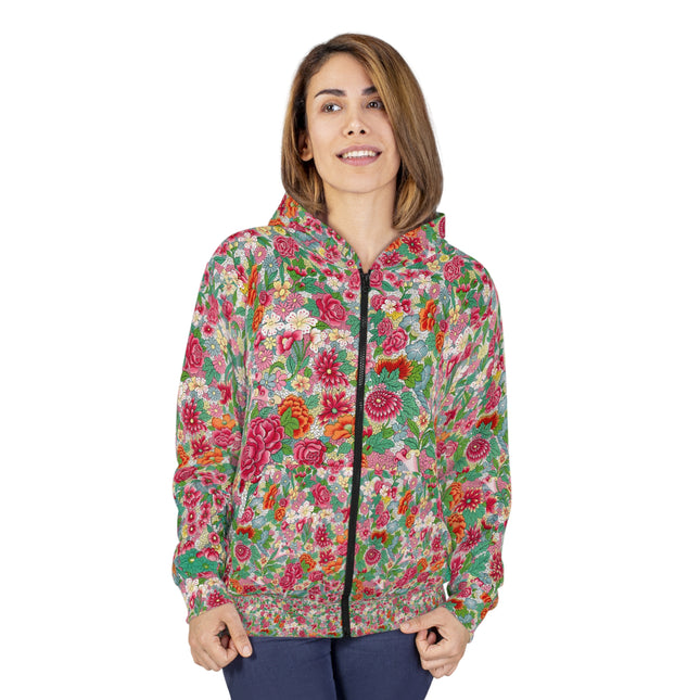 Colorful Flower Pattern by Owen Jones Zip Hoodie (AOP)