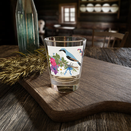Bluebird & Butterfly Shot Glass – Spring Harmony & Delicate Beauty