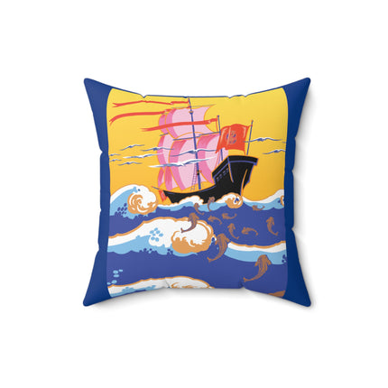Golden Seas and Whimsical Dreams Spun Polyester Square Pillow