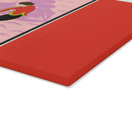 Woman Waiting for her Beloved at 1:59 Glass Cutting Board
