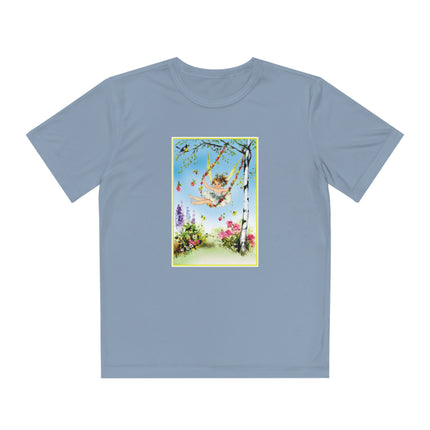 Spring Fairy's Floral Swing Youth Competitor Tee – Garden Magic & Whimsical Adventure