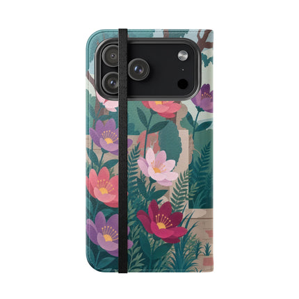 🌺🎭 The Garden Courtship Flip Case – Art Deco Floral Romance