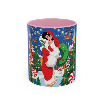 🦌🍬 The Lady Of The Peppermint Christmas Garden Colorful Mug – Colorful Art Deco Holiday Fantasy