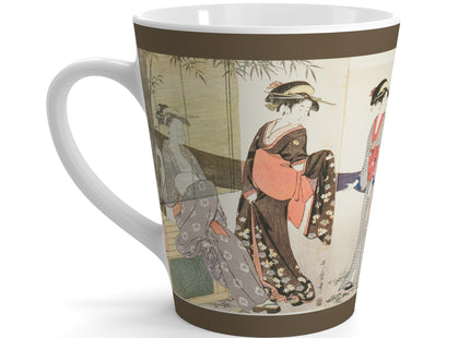 Drying and Stretching Cloth by Kitagawa Utamaro Latte Mug