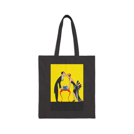 A Moment of Elegance: A Passionate Embrace Amidst Golden Splendor Cotton Canvas Tote Bag