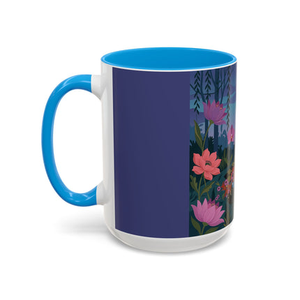 The Lady And The Midnight Birdcage Colorful Mugs – Art Deco Botanical Elegance