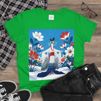 🌸❄️ The Winter Blossom Kimono Cotton Tee – Japanese-Inspired Floral Elegance