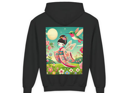 Geisha Fairy and the Hummingbird Blossom Youth Heavy Blend Hooded Sweatshirt