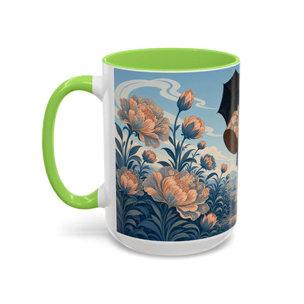 ☔🌸 The Grand Floral Journey Colorful Mug – Art Deco Travel Elegance