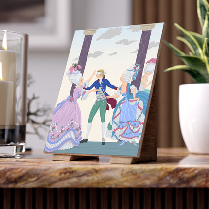 🎭🌸 Blindman’s Bluff Ceramic Tile – Rococo Courtship Whimsy