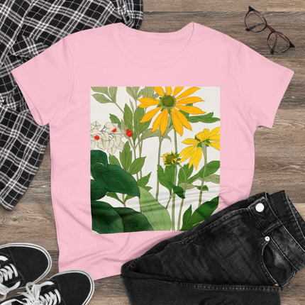Clerodendrum & Rudbeckia Flower by Tanigami Kônan Women's Midweight Cotton Tee