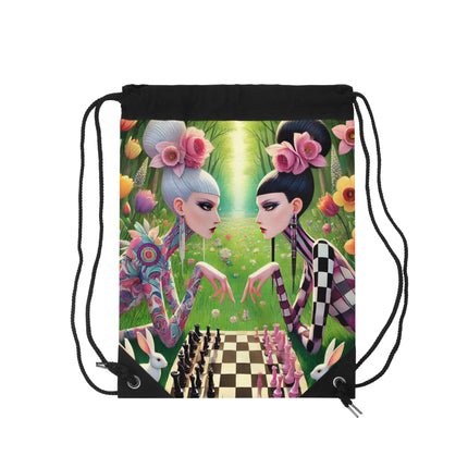 The Spring Gambit: A Fairy’s Move Drawstring Bag – Whimsical Chess & Spring Magic