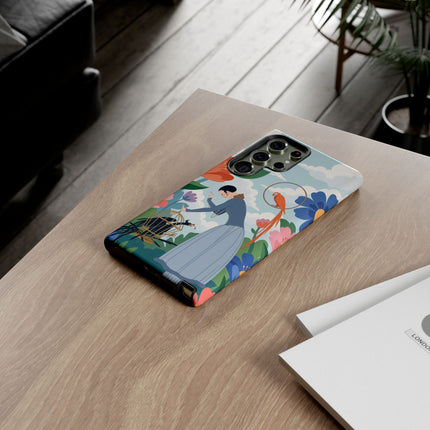 🦜🌺 The Lady Of The Garden Aviary Phone Case – Art Deco Floral Whimsy