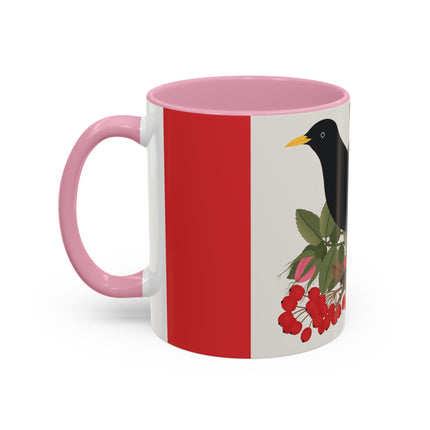 Blackbird & Rose Colorful Mugs – Timeless Elegance & Nature's Harmony