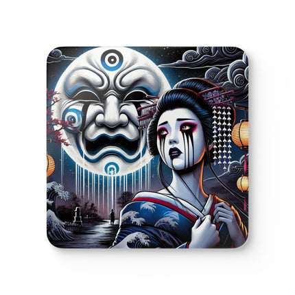 Geisha’s Black Ink Tears Corkwood Coaster Set