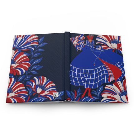 💙🌺 The Lady Of The Royal Blossom Garden Hardcover Journal – Art Deco Floral Splendor