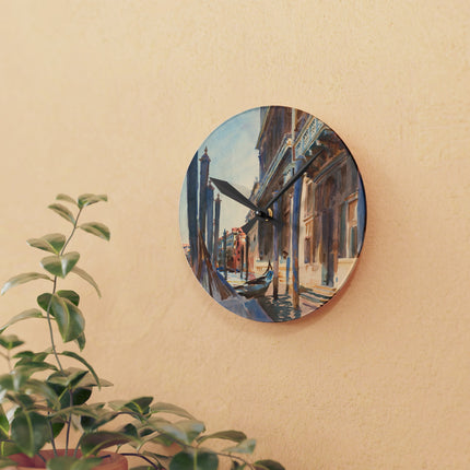 Gondola Moorings on the Grand Canal by John Singer Sargent Acrylic Wall Clock, Round and Square