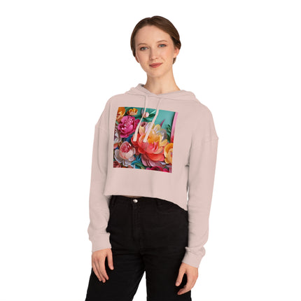 Peonies in Full Bloom Women’s Cropped Hooded Sweatshirt