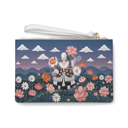 🌸🎀 The Grand Floral Promenade Clutch Bag – Art Deco Fashion Fantasy
