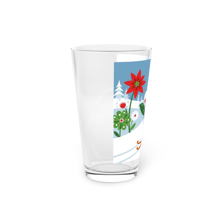 🎿❄️ The Winter Garden Skier Pint Glass – Whimsical Holiday Fantasy