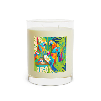 Colorful Macaws Scented Candle - Full Glass, 11oz - The White Tea & Fig, The Lavender & Sage, and The Ocean Mist & Moss