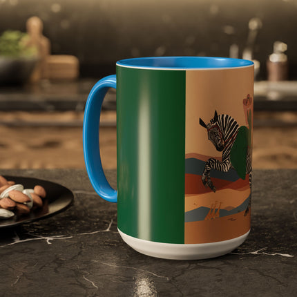 Zebra Rider Colorful Mugs – Safari Chic & Art Deco Adventure