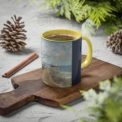 Fishing Boats on the Beach at Saintes-Maries by Vincent Van Gogh Colorful Mugs, 11oz