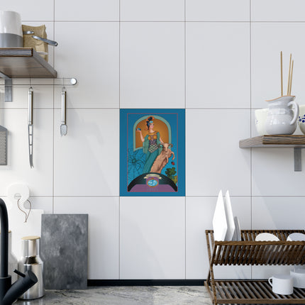 March & Aquamarine Ceramic Tile — Gem Series by Sofia Chiostri