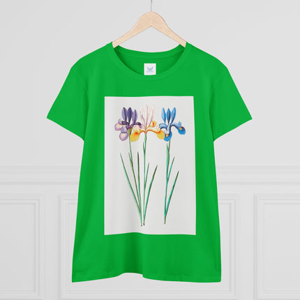 Women's Blue Iris Print Midweight Cotton Tee