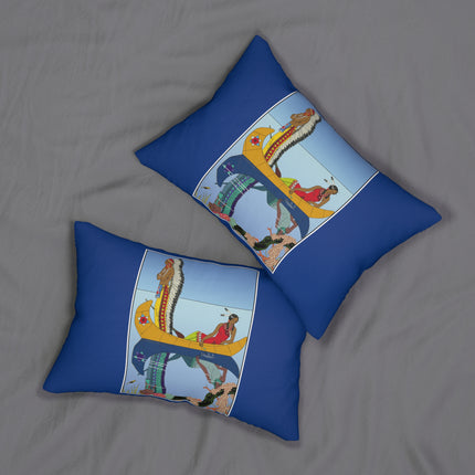 Le long du Missouri (Indian couple on the Missouri River) by George Barbier Spun Polyester Lumbar Pillow