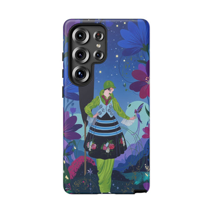 🌸🐦 The Lady Of The Midnight Bird Garden Phone Case – Art Deco Floral Fantasy