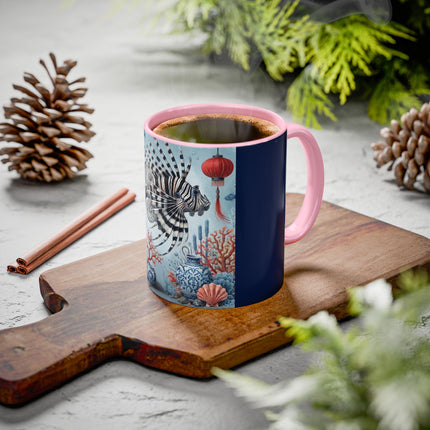 Lionfish & Lantern Colorful Mug – Mystical Ocean & Asian Harmony