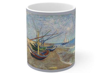 Fishing Boats on the Beach at Saintes-Maries by Vincent Van Gogh Ceramic Mug 11oz