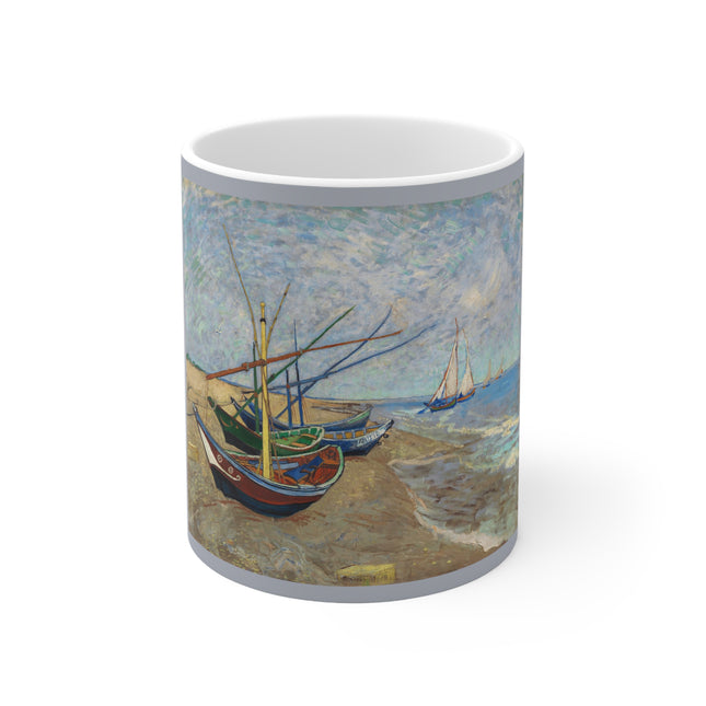 Fishing Boats on the Beach at Saintes-Maries by Vincent Van Gogh Ceramic Mug 11oz