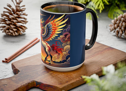 Flame-Winged Horse at Sunset Colorful Mugs (11oz, 15oz)