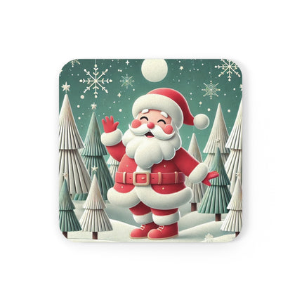 Santa's Joyful Night Cork Back Coaster