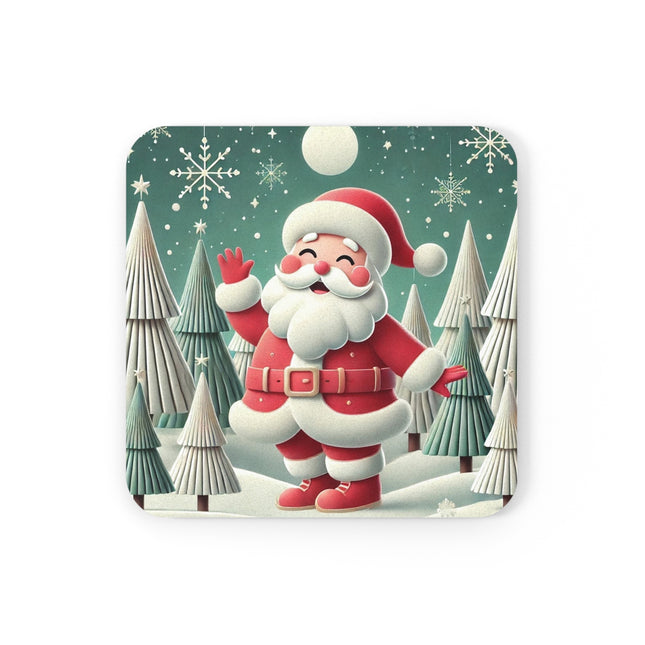 Santa's Joyful Night Cork Back Coaster