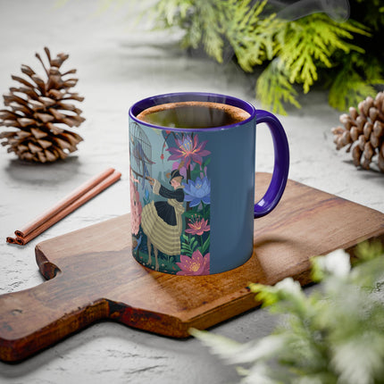 The Ladies And The Enchanted Macaw Colorful Mugs – Art Deco Botanical Elegance