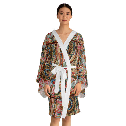 L'Ornement Polychrome by Albert Racine Long Sleeve Kimono Robe (AOP)