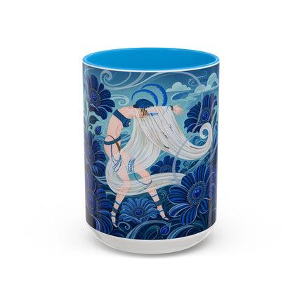 💙🌸 The Sapphire Wind Dancer Colorful Mug – Art Deco Floral Fantasy