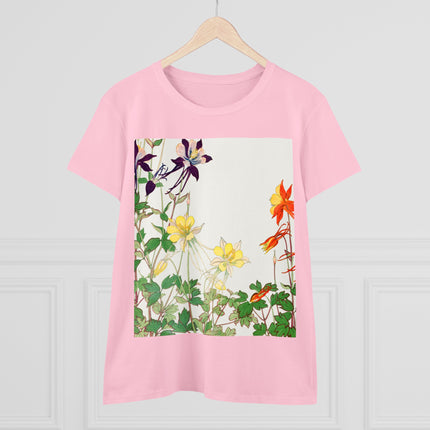 Aquilegia Flowers by Tanigami Kônan Women's Midweight Cotton Tee