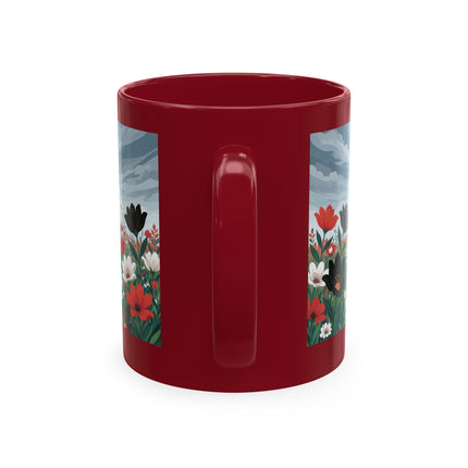🌺☔ The Lady In The Stormy Flower Garden Ceramic Mug – Art Deco Fashion Elegance