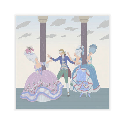 🎭🌸 Blindman’s Bluff Kiss-Cut Stickers – Rococo Courtship Whimsy